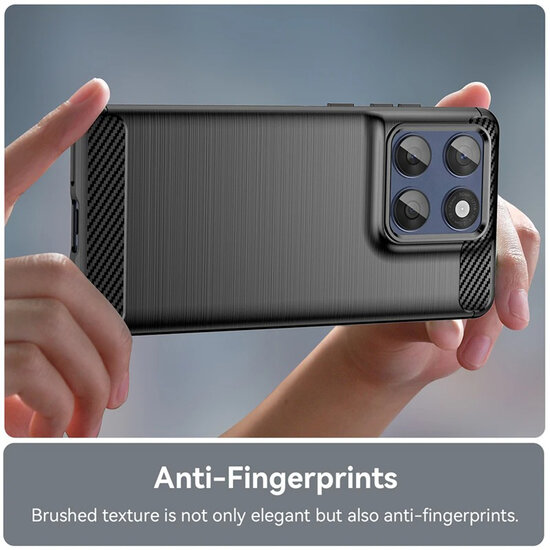 Motorola Edge 60 / Motorola Edge 60 Fusion Hoesje - MobyDefend TPU Backcover - Geborstelde Metaal &amp; Carbon-Look - Zwart