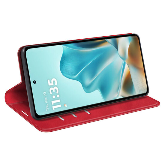 Motorola Edge 60 / Motorola Edge 60 Fusion Hoesje - MobyDefend Luxe Wallet Bookcase (Magnetische Sluiting) - Rood