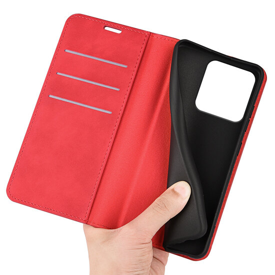 Motorola Edge 60 / Motorola Edge 60 Fusion Hoesje - MobyDefend Luxe Wallet Bookcase (Magnetische Sluiting) - Rood