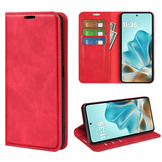 Motorola Edge 60 / Motorola Edge 60 Fusion Hoesje - MobyDefend Luxe Wallet Bookcase (Magnetische Sluiting) - Rood