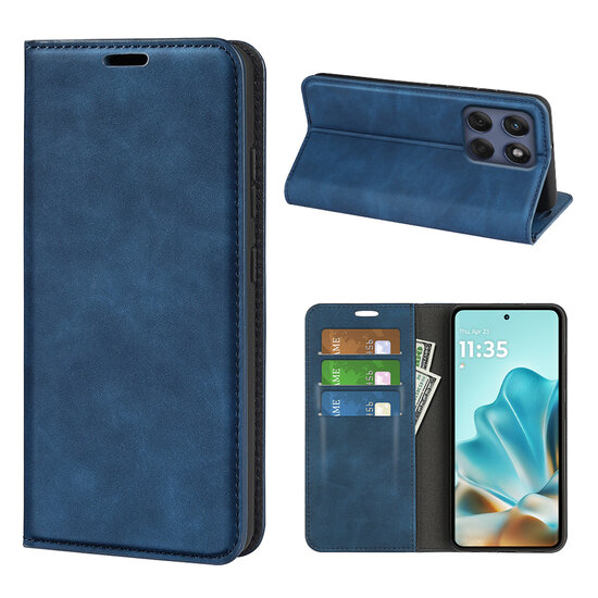 Motorola Edge 60 / Motorola Edge 60 Fusion Hoesje - MobyDefend Luxe Wallet Bookcase (Magnetische Sluiting) - Blauw