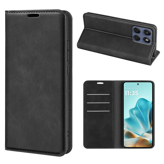 Motorola Edge 60 / Motorola Edge 60 Fusion Hoesje - MobyDefend Luxe Wallet Bookcase (Magnetische Sluiting) - Zwart