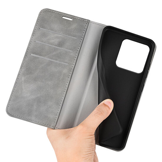Motorola Edge 60 / Motorola Edge 60 Fusion Hoesje - MobyDefend Luxe Wallet Bookcase (Magnetische Sluiting) - Grijs