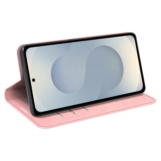 Samsung Galaxy S25 Edge Hoesje - MobyDefend Luxe Wallet Bookcase (Magnetische Sluiting) - Roze