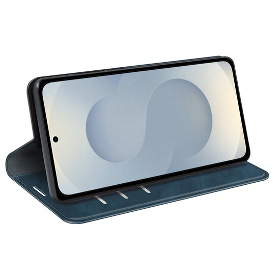 Samsung Galaxy S25 Edge Hoesje - MobyDefend Luxe Wallet Bookcase (Magnetische Sluiting) - Blauw