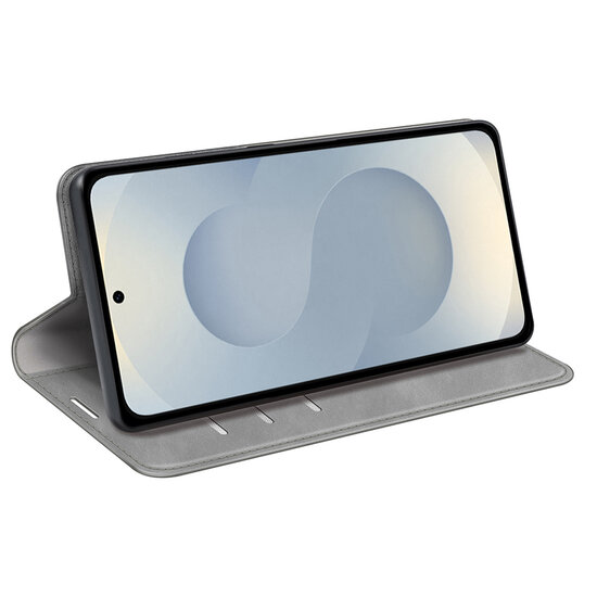 Samsung Galaxy S25 Edge Hoesje - MobyDefend Luxe Wallet Bookcase (Magnetische Sluiting) - Grijs