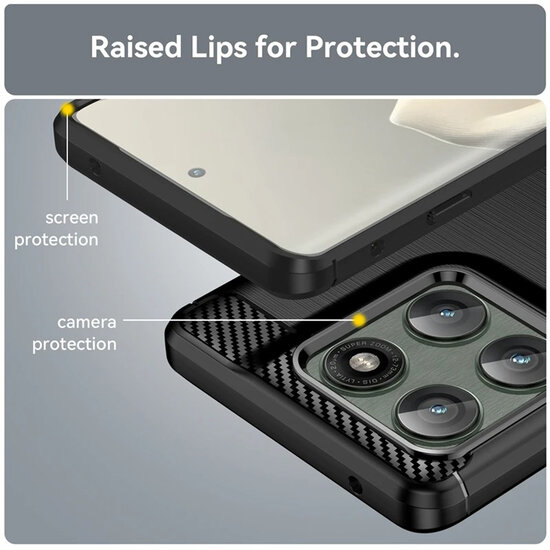 Motorola Edge 60 Pro Hoesje - MobyDefend TPU Backcover - Geborstelde Metaal &amp; Carbon-Look - Zwart