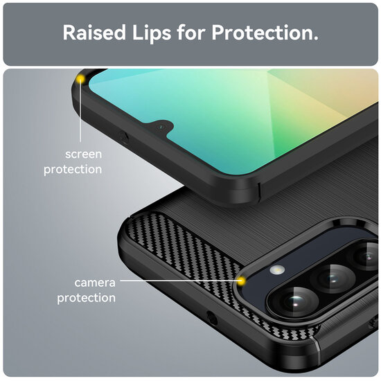Samsung Galaxy A26 Hoesje - MobyDefend TPU Backcover - Geborstelde Metaal &amp; Carbon-Look - Zwart