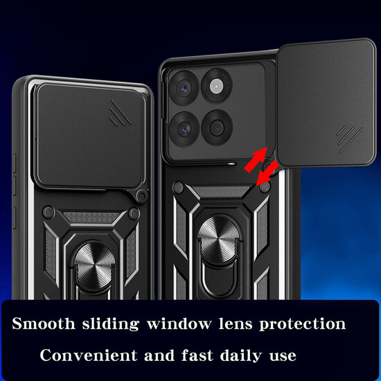 Motorola Edge 60 / Motorola Edge 60 Fusion Hoesje - MobyDefend Pantsercase Met Draaibare Ring - Zwart