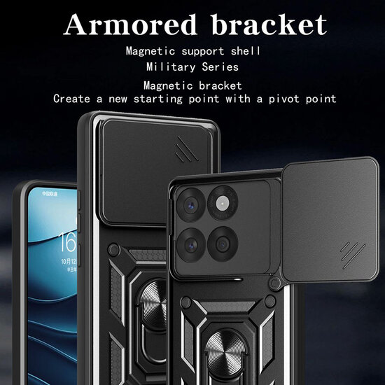 Motorola Edge 60 / Motorola Edge 60 Fusion Hoesje - MobyDefend Pantsercase Met Draaibare Ring - Zwart