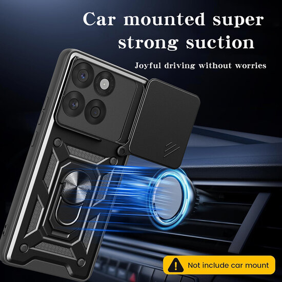 Motorola Edge 60 / Motorola Edge 60 Fusion Hoesje - MobyDefend Pantsercase Met Draaibare Ring - Zwart