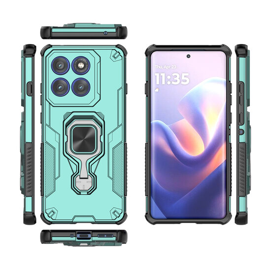 Motorola Edge 60 Pro Hoesje - MobyDefend Dubbelgelaagde Pantsercase Met Standaard - Turquoise