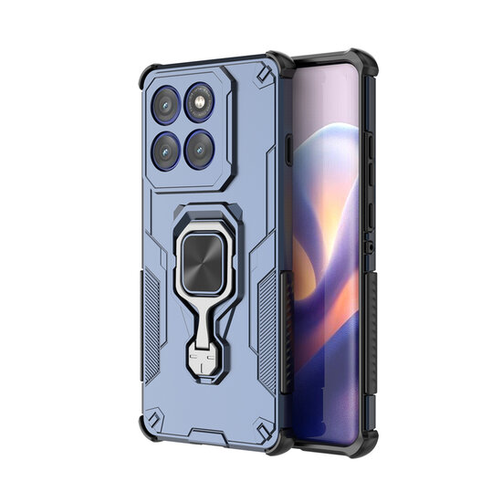 Motorola Edge 60 Pro Hoesje - MobyDefend Dubbelgelaagde Pantsercase Met Standaard - Blauw