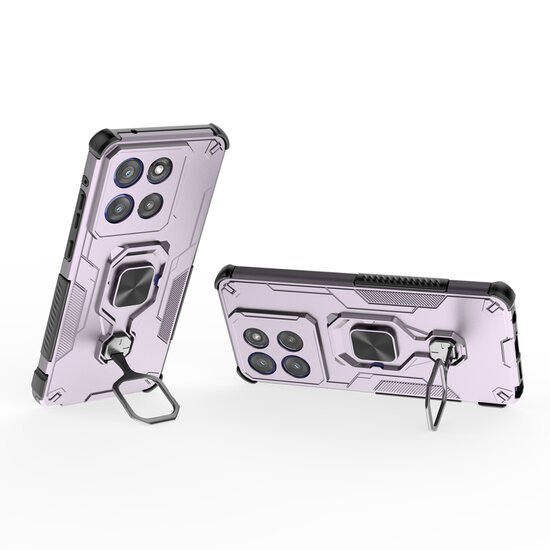 Motorola Edge 60 Pro Hoesje - MobyDefend Dubbelgelaagde Pantsercase Met Standaard - Roze