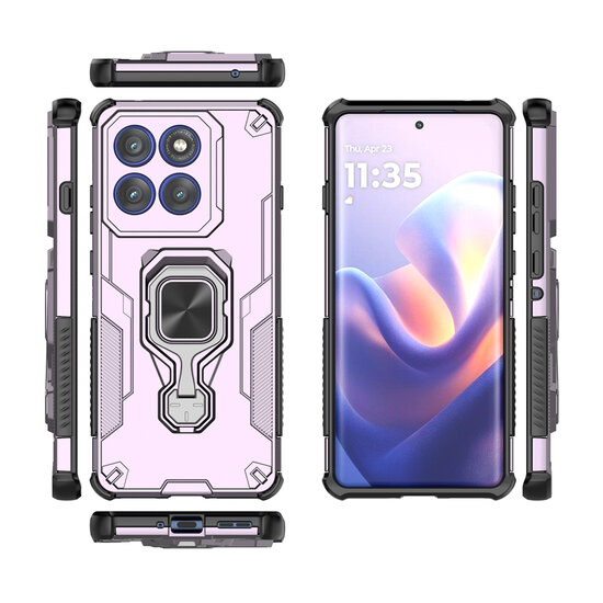 Motorola Edge 60 Pro Hoesje - MobyDefend Dubbelgelaagde Pantsercase Met Standaard - Roze