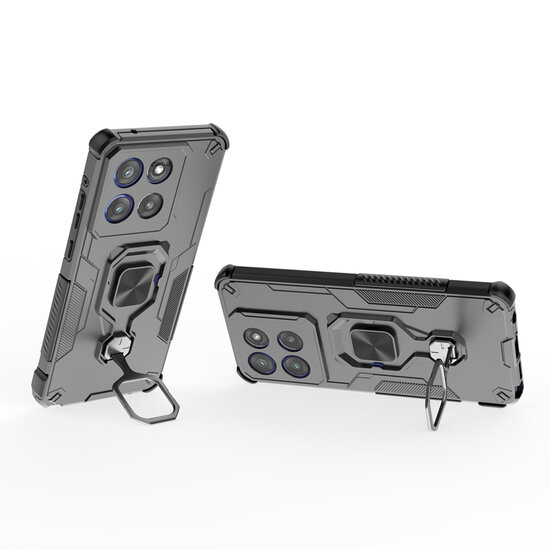 Motorola Edge 60 Pro Hoesje - MobyDefend Dubbelgelaagde Pantsercase Met Standaard - Zwart