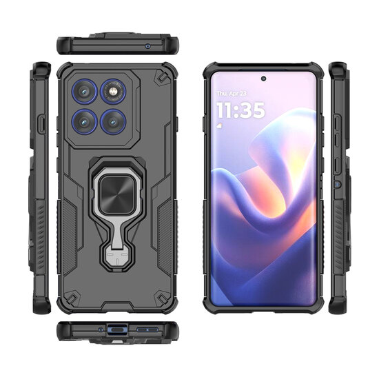 Motorola Edge 60 Pro Hoesje - MobyDefend Dubbelgelaagde Pantsercase Met Standaard - Zwart