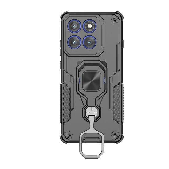Motorola Edge 60 Pro Hoesje - MobyDefend Dubbelgelaagde Pantsercase Met Standaard - Zwart