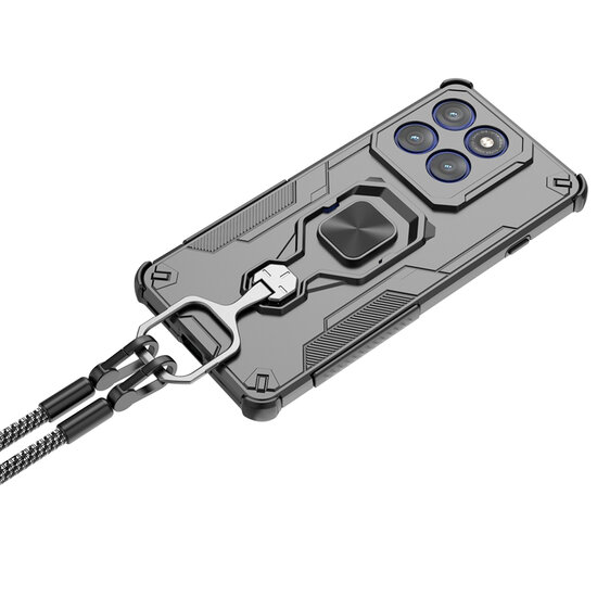 Motorola Edge 60 Pro Hoesje - MobyDefend Dubbelgelaagde Pantsercase Met Standaard - Zwart