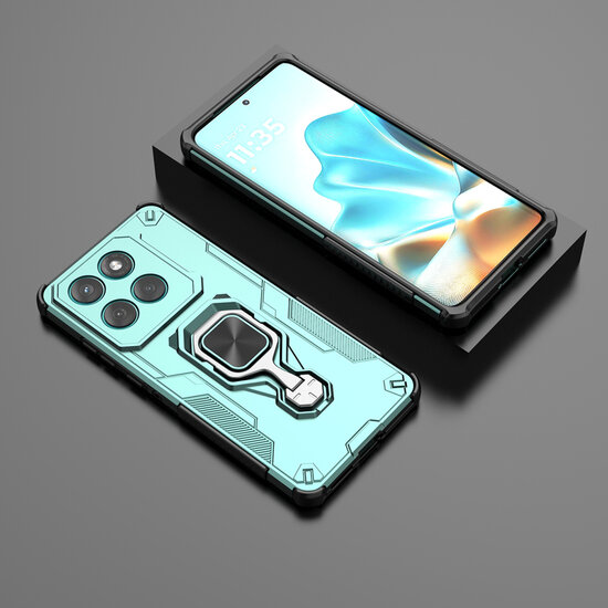 Motorola Edge 60 / Motorola Edge 60 Fusion Hoesje - MobyDefend Dubbelgelaagde Pantsercase Met Standaard - Turquoise
