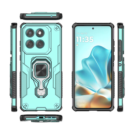 Motorola Edge 60 / Motorola Edge 60 Fusion Hoesje - MobyDefend Dubbelgelaagde Pantsercase Met Standaard - Turquoise