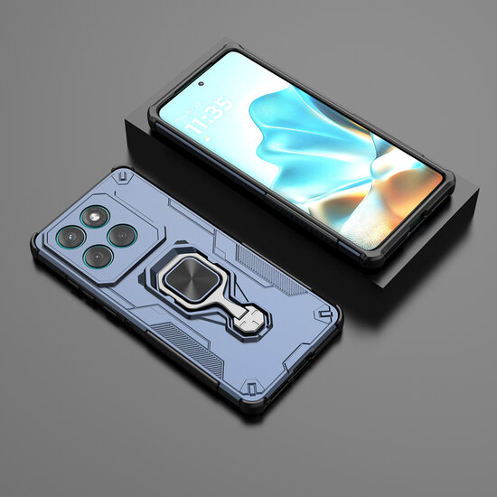 Motorola Edge 60 / Motorola Edge 60 Fusion Hoesje - MobyDefend Dubbelgelaagde Pantsercase Met Standaard - Blauw