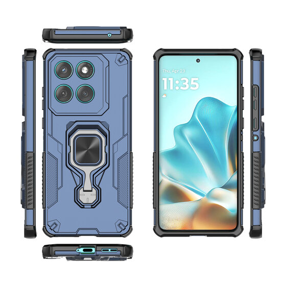 Motorola Edge 60 / Motorola Edge 60 Fusion Hoesje - MobyDefend Dubbelgelaagde Pantsercase Met Standaard - Blauw