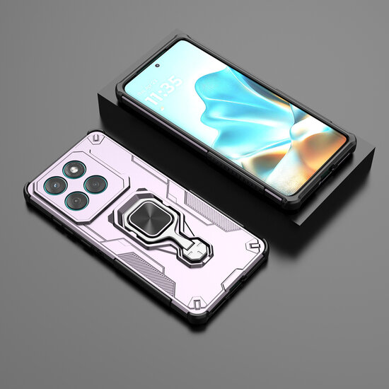 Motorola Edge 60 / Motorola Edge 60 Fusion Hoesje - MobyDefend Dubbelgelaagde Pantsercase Met Standaard - Roze