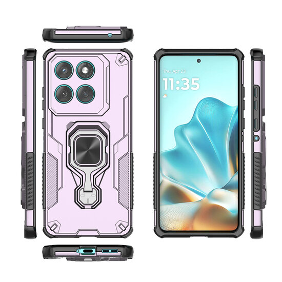 Motorola Edge 60 / Motorola Edge 60 Fusion Hoesje - MobyDefend Dubbelgelaagde Pantsercase Met Standaard - Roze