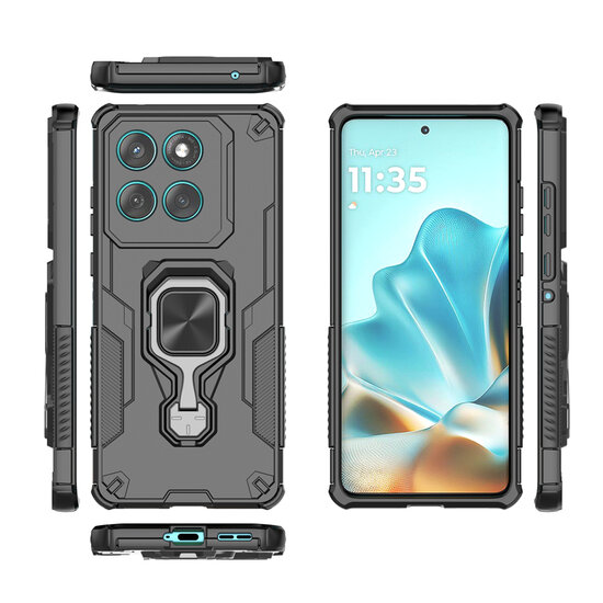 Motorola Edge 60 / Motorola Edge 60 Fusion Hoesje - MobyDefend Dubbelgelaagde Pantsercase Met Standaard - Zwart