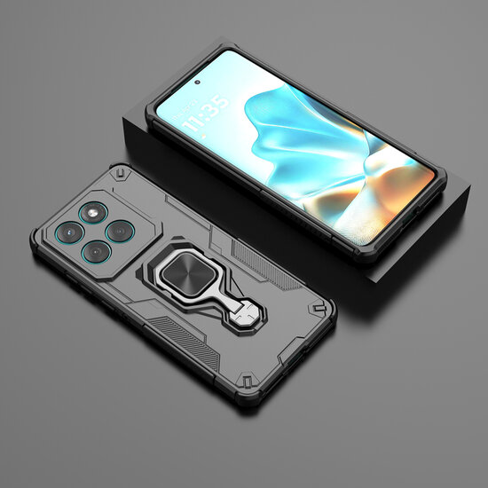 Motorola Edge 60 / Motorola Edge 60 Fusion Hoesje - MobyDefend Dubbelgelaagde Pantsercase Met Standaard - Zwart