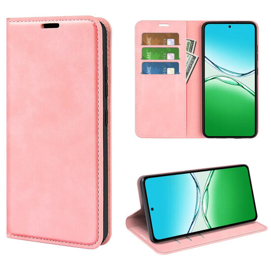 Oppo A5 5G Hoesje - MobyDefend Luxe Wallet Bookcase (Magnetische Sluiting) - Roze
