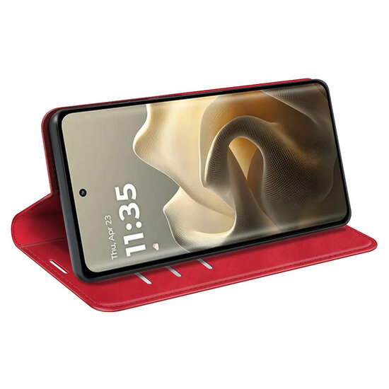 Motorola Edge 60 Pro Hoesje - MobyDefend Luxe Wallet Bookcase (Magnetische Sluiting) - Rood