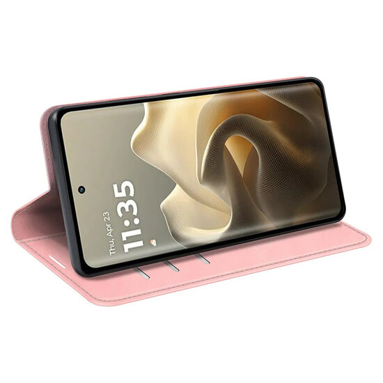 Motorola Edge 60 Pro Hoesje - MobyDefend Luxe Wallet Bookcase (Magnetische Sluiting) - Roze