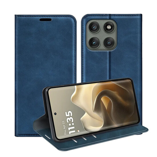 Motorola Edge 60 Pro Hoesje - MobyDefend Luxe Wallet Bookcase (Magnetische Sluiting) - Blauw