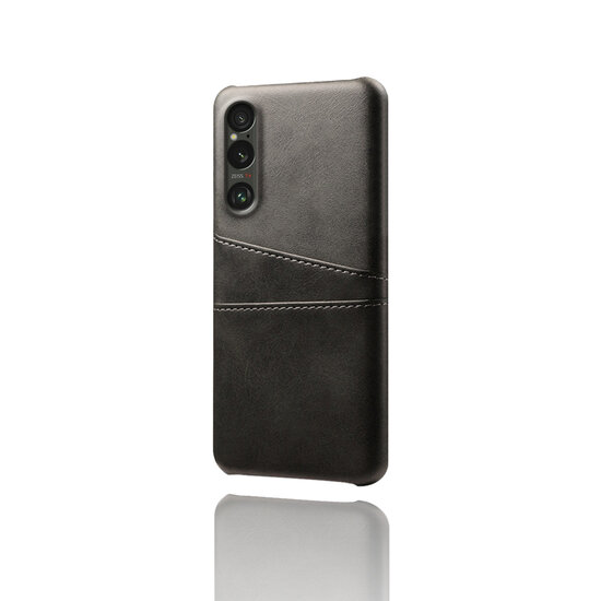 Sony Xperia 1 VII Hoesje - MobyDefend Lederen Backcover Met Vakjes Voor Pasjes - Zwart