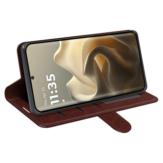 Motorola Edge 60 Pro Hoesje - MobyDefend Wallet Book Case (Sluiting Achterkant) - Bruin