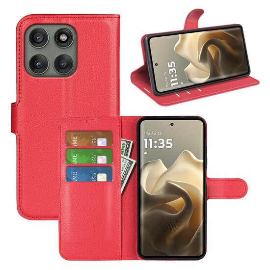 Motorola Edge 60 Pro Hoesje - MobyDefend Kunstleren Wallet Book Case (Sluiting Voorkant) - Rood