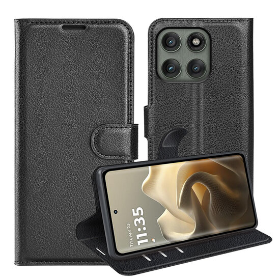 Motorola Edge 60 Pro Hoesje - MobyDefend Kunstleren Wallet Book Case (Sluiting Voorkant) - Zwart