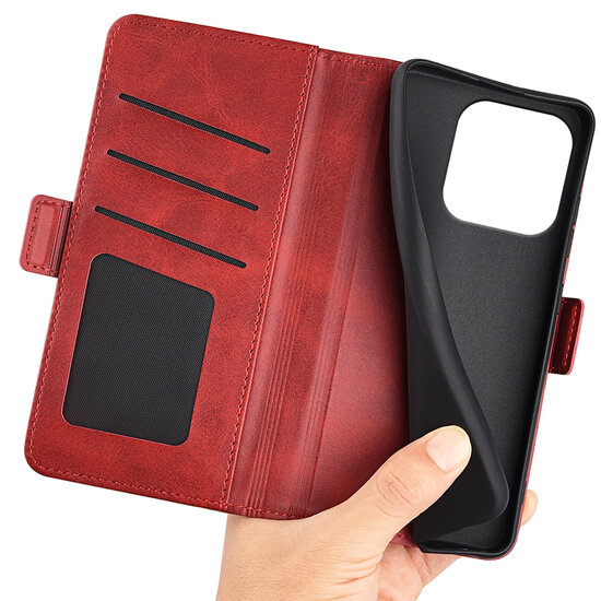 Motorola Edge 60 Pro Hoesje - MobyDefend Luxe Wallet Book Case (Sluiting Zijkant) - Rood
