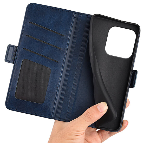 Motorola Edge 60 Pro Hoesje - MobyDefend Luxe Wallet Book Case (Sluiting Zijkant) - Blauw