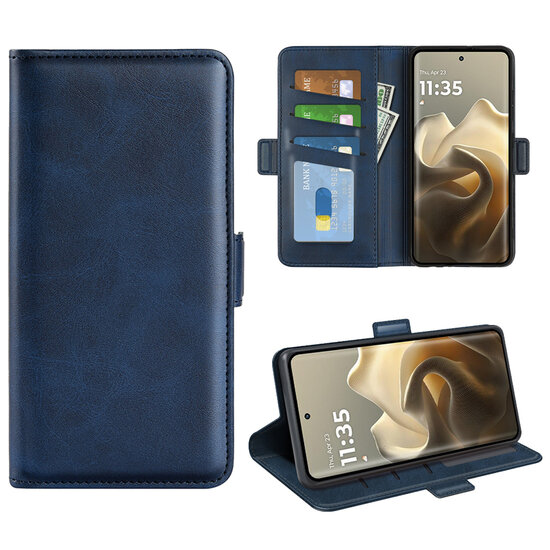Motorola Edge 60 Pro Hoesje - MobyDefend Luxe Wallet Book Case (Sluiting Zijkant) - Blauw
