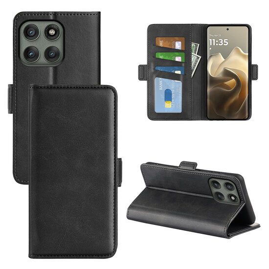 Motorola Edge 60 Pro Hoesje - MobyDefend Luxe Wallet Book Case (Sluiting Zijkant) - Zwart