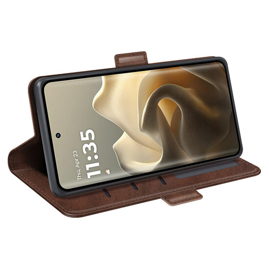 Motorola Edge 60 Pro Hoesje - MobyDefend Luxe Wallet Book Case (Sluiting Zijkant) - Bruin
