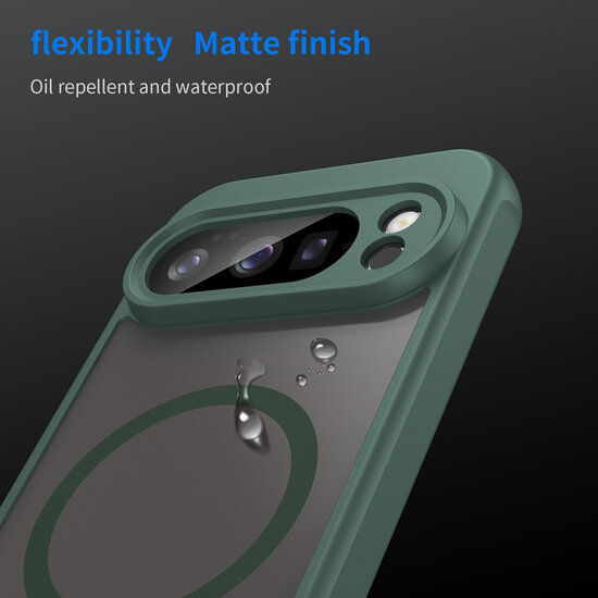 Google Pixel 10 Pro Hoesje - MobyDefend MagSafe Case Mat Transparant Met Gekleurde Rand - Groen
