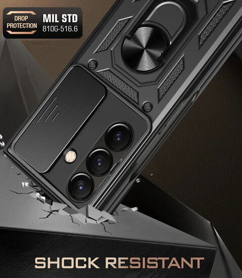 Samsung Galaxy Z Fold 7 Hoesje - MobyDefend Pantsercase Met Draaibare Ring - Blauw