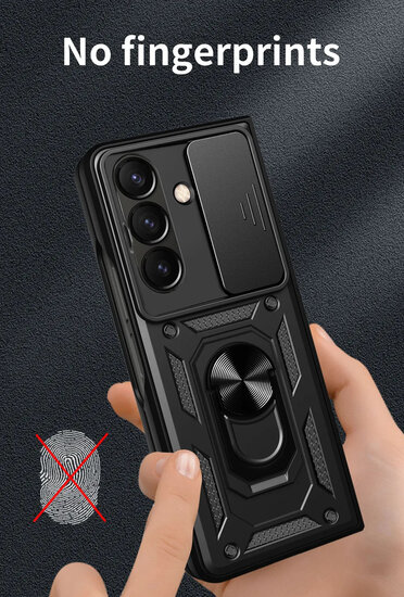 Samsung Galaxy Z Fold 7 Hoesje - MobyDefend Pantsercase Met Draaibare Ring - Zilvergrijs