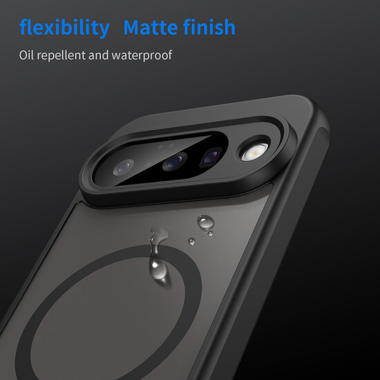 Google Pixel 10 Hoesje - MobyDefend MagSafe Case Mat Transparant Met Gekleurde Rand - Zwart