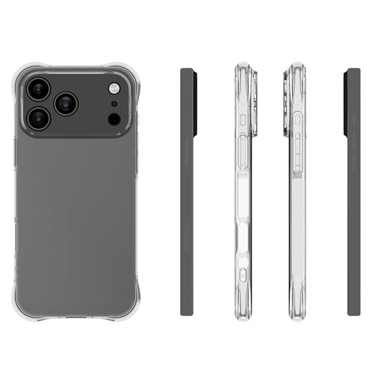 iPhone 17 Pro Max Hoesje - MobyDefend Transparante Shockproof TPU Backcover - Verstevigde Hoeken - Volledig Doorzichtig