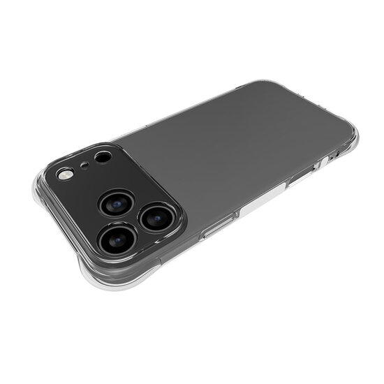 iPhone 17 Pro Max Hoesje - MobyDefend Transparante Shockproof TPU Backcover - Verstevigde Hoeken - Volledig Doorzichtig